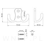 Haczyk 2 ramienny wieszak przykręcany, biały - 2