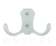 Haczyk 2 ramienny wieszak przykręcany, biały - 4