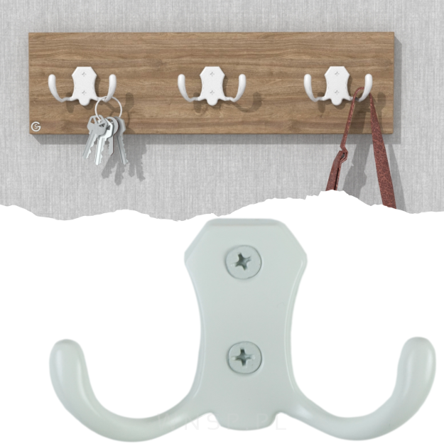 Haczyk 2 ramienny wieszak przykręcany, biały