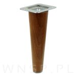 Noga bukowa prosta, stożek 20 cm orzech z blachą montażową - 4