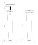 Noga bukowa prosta, stożek 20 cm orzech z blachą montażową - 2