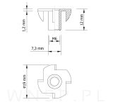 Nakrętka pazurkowa M6 x 12 mm, kłowa stalowa 100 sztuk kotwa wbijana do drewna - 2