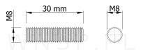 M8 X 30 mm szpilka metryczna, trzpień gwintowany - 3
