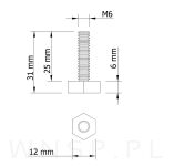 Regulator, nóżka, stopka meblowa M6 x 25 mm, czarna - 2