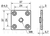 Zestaw nóżki skośne 10 CM, czarne, ze szpilką M8 X 25 MM + Blachy - 4