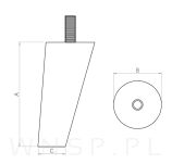 Zestaw nóżki skośne 10 CM, czarne, ze szpilką M8 X 25 MM + Blachy - 9