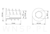 M6 X 13 mm - Nakrętka mufa do drewna typ DC - 3