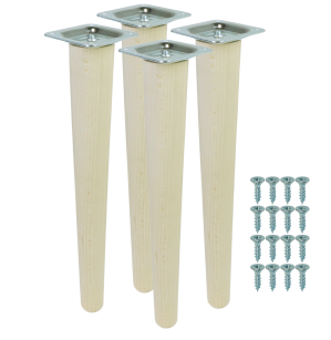 4x Noga bukowa prosta UNIQ 35 CM z blachą montażową