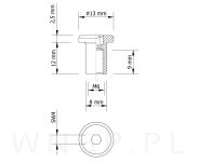 M6 X 12 mm, nakrętka Ericson płaska, stal nierdzewna - 3