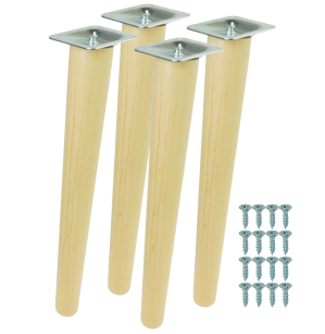 4x Noga bukowa skośna UNIQ 35 CM z blachą montażową