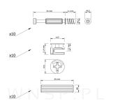 Złącze meblowe połączenie mimośrodowe 10 kpl. z kołkami zaczep 34 mm, komplet złącza do mebli - 2