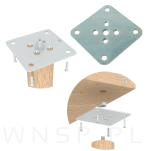 Płytka mocująca do nóg 4 sztuki, 82 x 82 x 2,5 mm, stal, ocynk biały - 4