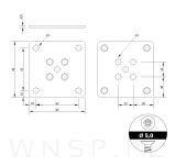 Płytka mocująca do nóg 4 sztuki, 82 x 82 x 2,5 mm, stal, ocynk biały - 2