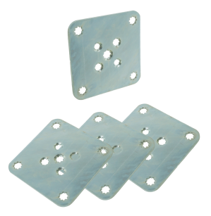 Płytka mocująca do nóg 4 sztuki, 82 x 82 x 2,5 mm, stal, ocynk biały