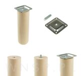 Nóżka bukowa surowa 20 cm, walcowa 60 mm z blachą - 9