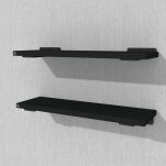 Zestaw 2 półek ściennych czarnych 650 x 150 x 18 mm, ze wspornikami montażowymi - 4