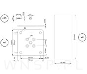 Nogi dębowe 12 CM lakierowane, nóżki kwadratowe drewniane dąb, zestaw z blachami i wkrętami - 2