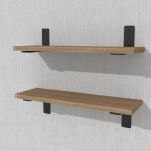 Zestaw 2 półek ściennych w dekorze orzechu 500 x 200 x 18 mm, ze wspornikami montażowymi - 4