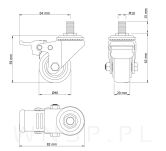 Kółko obrotowe Ø 40 mm, gumowane czarne z hamulcem z gwintem M10 x 15 mm - 2