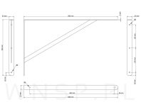 Wspornik, konsola do półki ściennej, wiszącej 500 x 300 x 25 mm - 2
