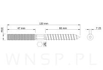 M10 X 120 mm, szpilka dwustronna 30/70 - 2