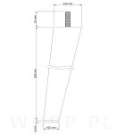 Noga bukowa skośna, stożek 20 cm, lakier ze szpilką M8 x 25 mm - 2