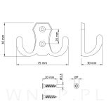 Haczyk 2 ramienny wieszak przykręcany, mat chrom - 3