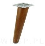 Noga meblowa bukowa skośna, 15 cm orzech z blachą montażową - 4