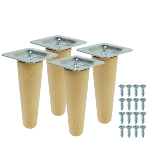 4x Noga bukowa prosta UNIQ 10 CM z blachą montażową
