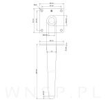 Noga stalowa prosta stożek 20 cm, z blachą montażową, czarna matowa - 7
