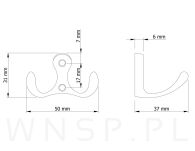 Haczyk 2 ramienny wieszak przykręcany, typ Madera, chrom - 2