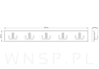 Wieszak ścienny na ubrania, z 5 haczykami, biały - 2