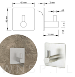 Haczyk, uchwyt, wieszak stal nierdzewna, samoprzylepny - 2