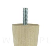Noga bukowa prosta, stożek 10 cm, surowa ze szpilką M8 x 25 mm - 6