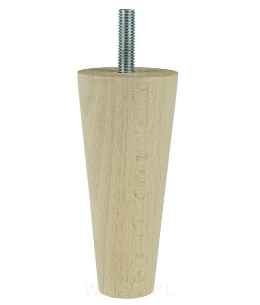 Noga bukowa prosta, stożek 10 cm, surowa ze szpilką M8 x 25 mm