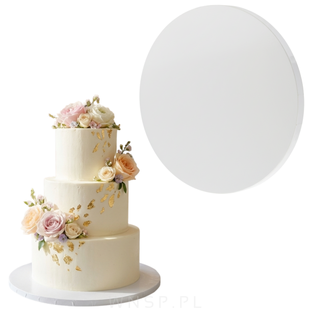 Podkład pod tort Ø 25 cm okrągły, dekoracja na urodziny gruby sztywny biały