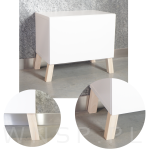 4x Noga kwadratowa bukowa 45 x 45 mm, 15 CM, skośna, surowa z blachą montażową - 3