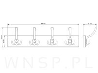 Wieszak ścienny na ubrania, z 4 haczykami, biały - 2