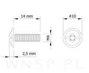 M4 X 14 mm, podkładkowy - 2