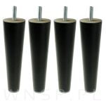 Noga bukowa prosta, stożek 15 cm, czarna ze szpilką M8 x 25 mm - 8