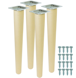 4x Noga bukowa prosta UNIQ 45 CM z blachą montażową