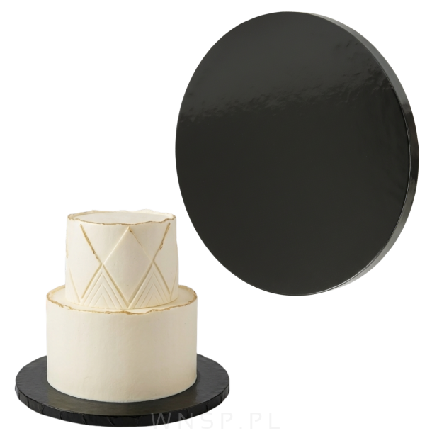 Podkład pod tort Ø 25 cm okrągły, dekoracja na urodziny gruby sztywny czarny