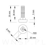 Stopka meblowa M8 X 35 mm z gniazdem do mebli - 2