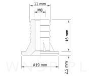 Stopka meblowa M8 X 35 mm z gniazdem do mebli - 5