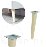 Noga bukowa skośna UNIQ 25 cm z blachą montażową, surowa - 7