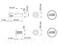 100 x Złącze meblowe śrubowe Ø 8 mm M6 (30 - 40 MM) do szafek, płyt meblowych - 4