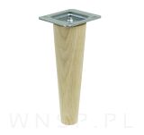 Noga dębowa prosta, stożek 25 cm surowa z blachą montażową - 5