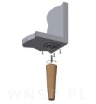 Noga dębowa prosta, stożek 25 cm surowa z blachą montażową - 10