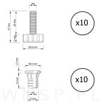 10x Zestaw Stopka meblowa regulator do mebli, nóżka do mebli M6 x 20 z mufą - 2
