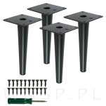 Nogi stalowe proste 18 cm, zestaw z wkrętami, czarne matowe - 4